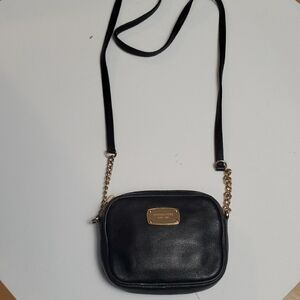Michael Kors Small Black Crossbody Bag with Gold Chain And Leather Strap